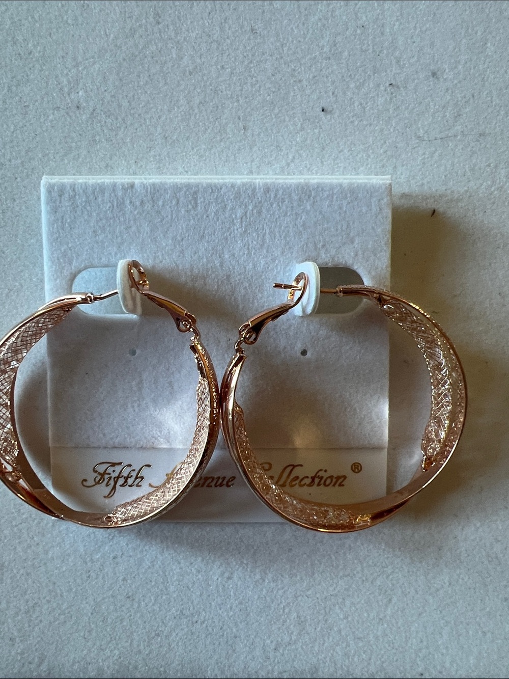 Fifth Avenue Collection Rose Gold Textured Hoop Earrings